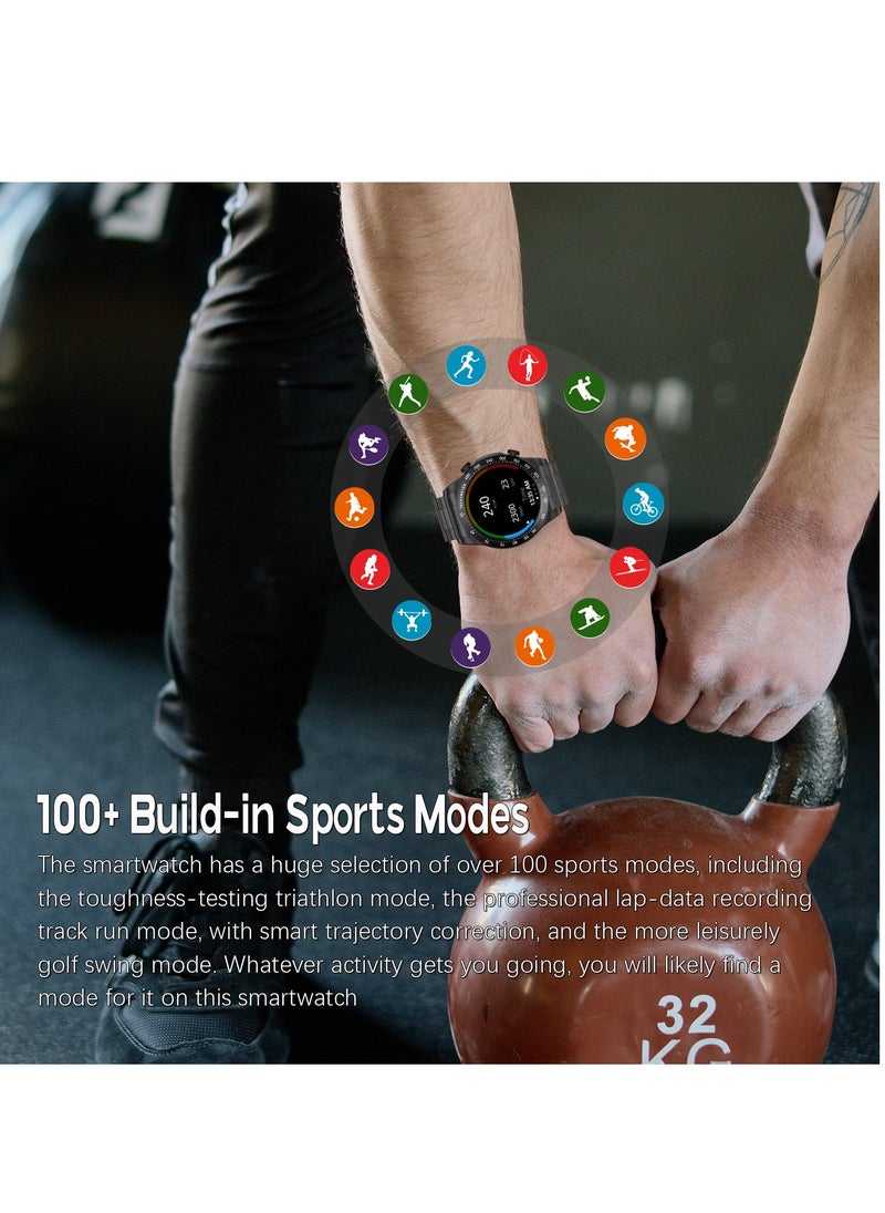 RollsTimi  Fashion Men's Smart Watch Business Sports Fitness Tracker Heart Rate Smartwatch Bluetooth Calls IP68 Waterproof 1.43" AMOLED Screen For Android IOS,Black  - Image 2