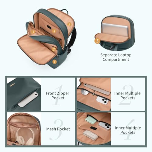 GOLF SUPAGS Women Laptop Backpack Casual Daypack for Work Travel College Backpack Purse Fits 14 Inch Notebook (Atrovirens) - Image 2