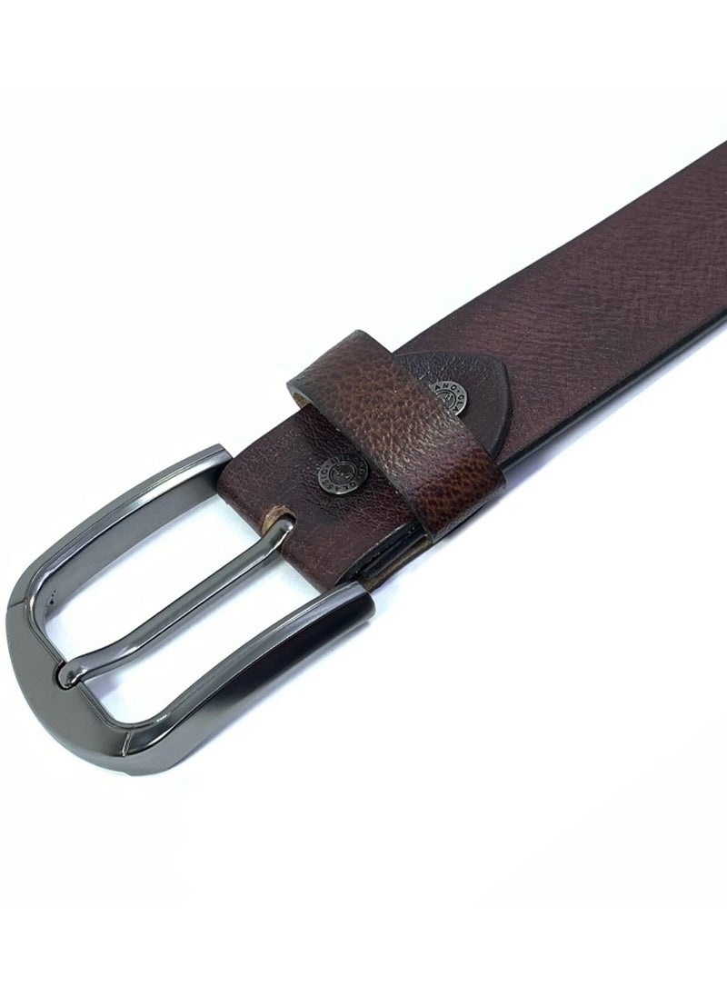 Classic Milano Classic Milano Genuine Leather Belt for Men - Semi-Casual & Party Wear Belt for Jeans, Casual Outfits, and Gifts - Brown Men’s Belt  - Image 3