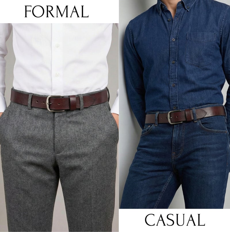 Classic Milano Genuine Leather Belt for Men - Semi-Casual & Party Wear Belt for Jeans, Casual Outfits, and Gifts - Brown Men’s Belt - Image 2