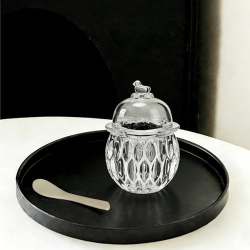 GCFTIFF caviar serving set with 2 Pcs Mother of Pearl SpoonsChilled bowl Glass Caviar Dish With Lidsice bowls to keep food cold Elegant Serving Tray for Caviar Shrimp and Party AppetizersLeaf - Image 3