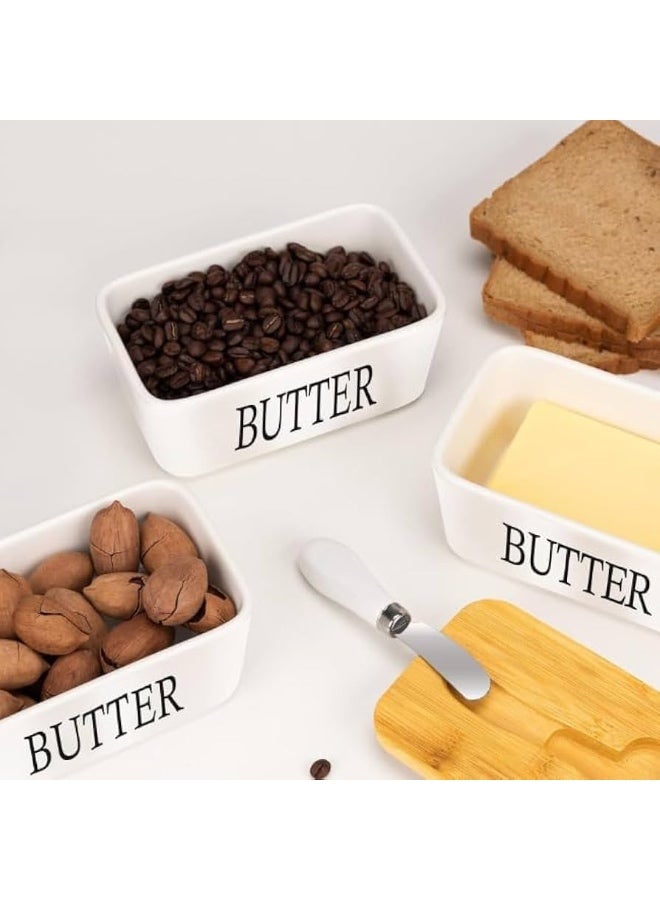 ناما طاجن او حافظة زبده بورسلين بغطاء خشب بامبو  مزودة بسكينه فرد استانليس بيد بورسلين  بتدخل الميكروييف - Image 5