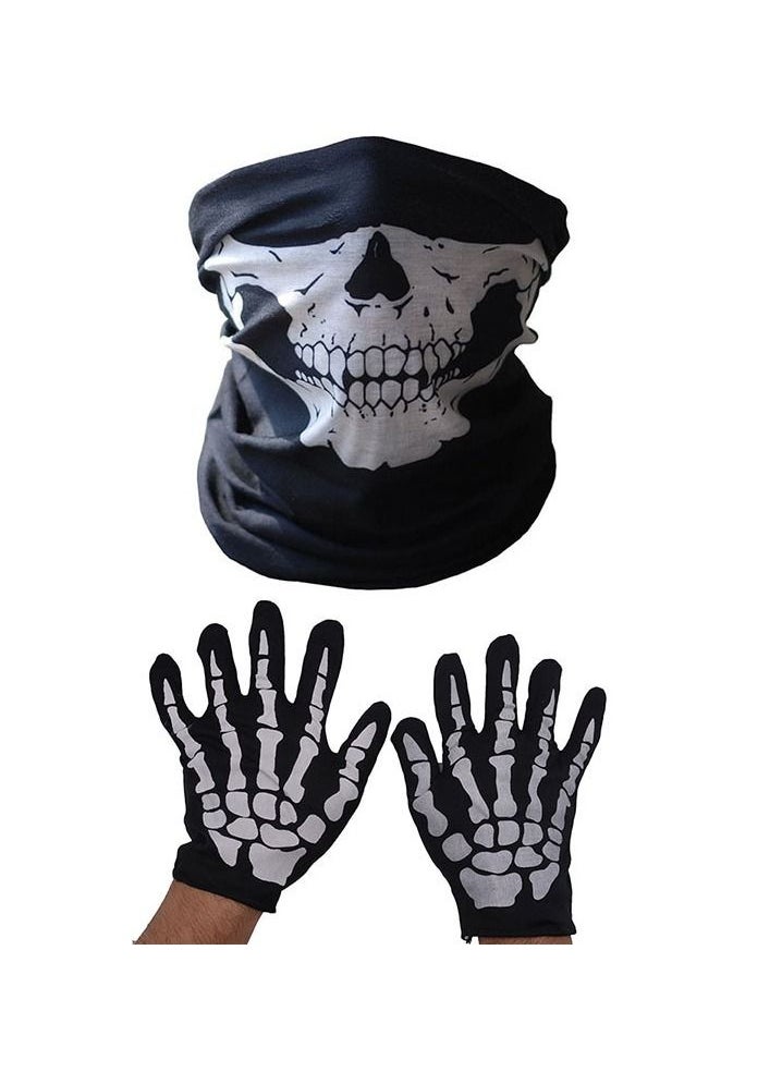 QiaoKai Windproof And Dustproof Earphones Safety Durable Mask Gloves Set Black  - Image 1