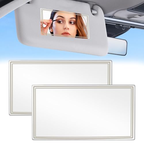 RupeeRise 2 Pcs Car Vanity Mirror, 5.9x3.15in Car Mirror Hanging Accessories Interior, Designed to fit most car models, trucks, and SUVs,perfect for quick makeup touch-ups - Image 1