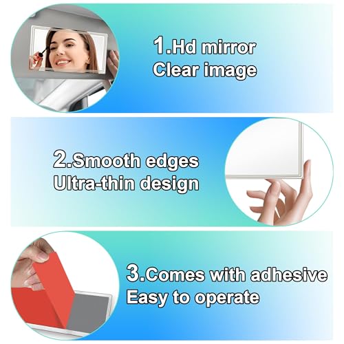 RupeeRise 2 Pcs Car Vanity Mirror, 5.9x3.15in Car Mirror Hanging Accessories Interior, Designed to fit most car models, trucks, and SUVs,perfect for quick makeup touch-ups - Image 3