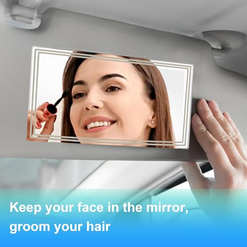 RupeeRise 2 Pcs Car Vanity Mirror, 5.9x3.15in Car Mirror Hanging Accessories Interior, Designed to fit most car models, trucks, and SUVs,perfect for quick makeup touch-ups - Image 4