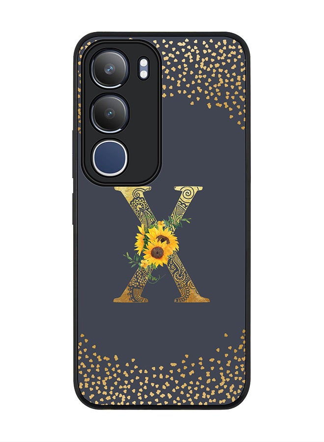 Stylizedd For vivo Y19s / Y19s Pro Case,Slim fit Camera Protection, Shockproof Thin Phone cover  - Custom Floral Monogram - X  (Grey ) - Image 1