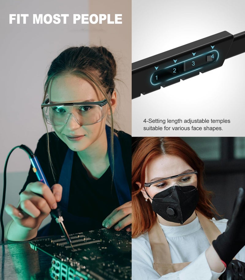 xaegistac Anti-Fog Safety Glasses with Side Shields,UV400 Protective Eyewear,Impact Resistant Safety Goggles for Men Women (Black Lens and Black Frame) - Image 5