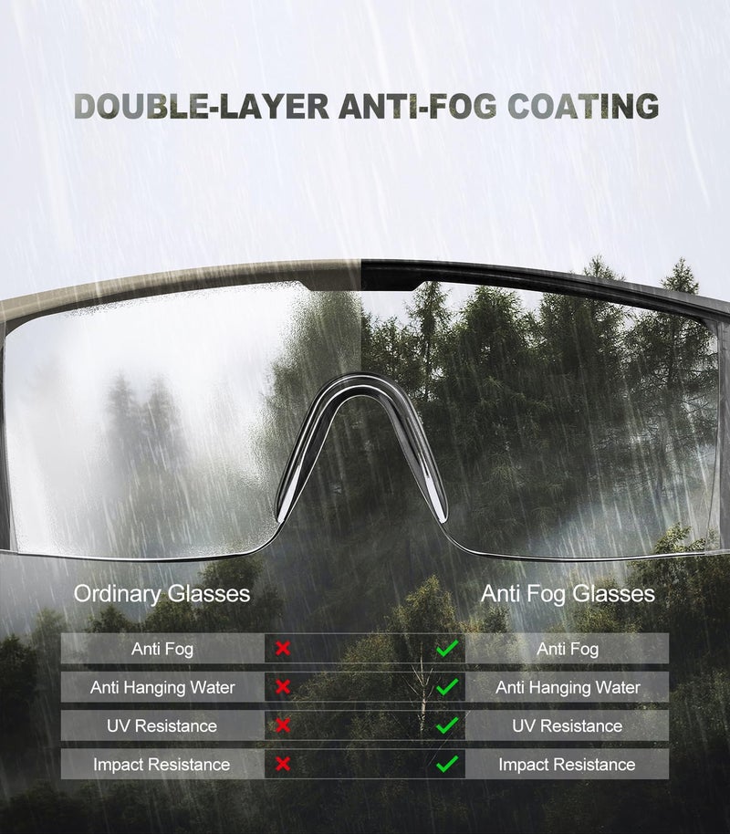 xaegistac Anti-Fog Safety Glasses with Side Shields,UV400 Protective Eyewear,Impact Resistant Safety Goggles for Men Women (Black Lens and Black Frame) - Image 2