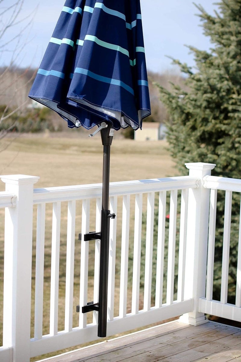LOVE YOUR DECK Patio Umbrella Holder – Easy Installation - Space Saving Umbrella Holder Design - Outdoor Umbrella Base and Mount - Attaches to Railing Maximizing Outdoor Patio Space and Shade, Black - Image 4