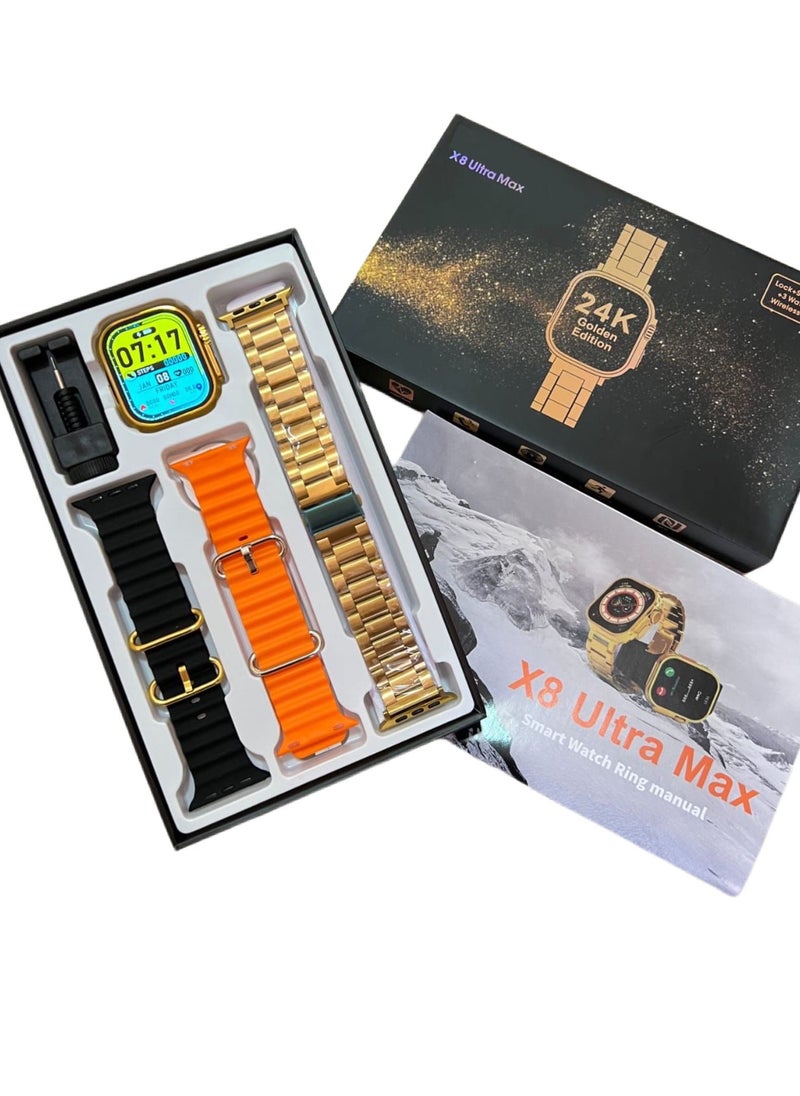 JOROBO - X8 Ultra Max Smart Watch 8 Series 49mm Latest Edition New Arrival with Bluetooth Calling, Wireless Charging With 3 Straps - SILVER - Image 1
