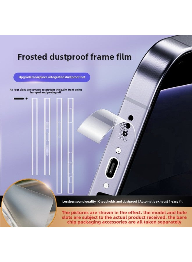 Suitable For Apple 16proMax Earpiece Dust-proof Frame Film IPhone15plus Mobile Phone Side All-inclusive Hydraulic Film-Color:Frosted Dustproof Four Peripheral Frame Hydrogel Film-Size:Apple 16pro Dustproof Frame Film  - Image 1