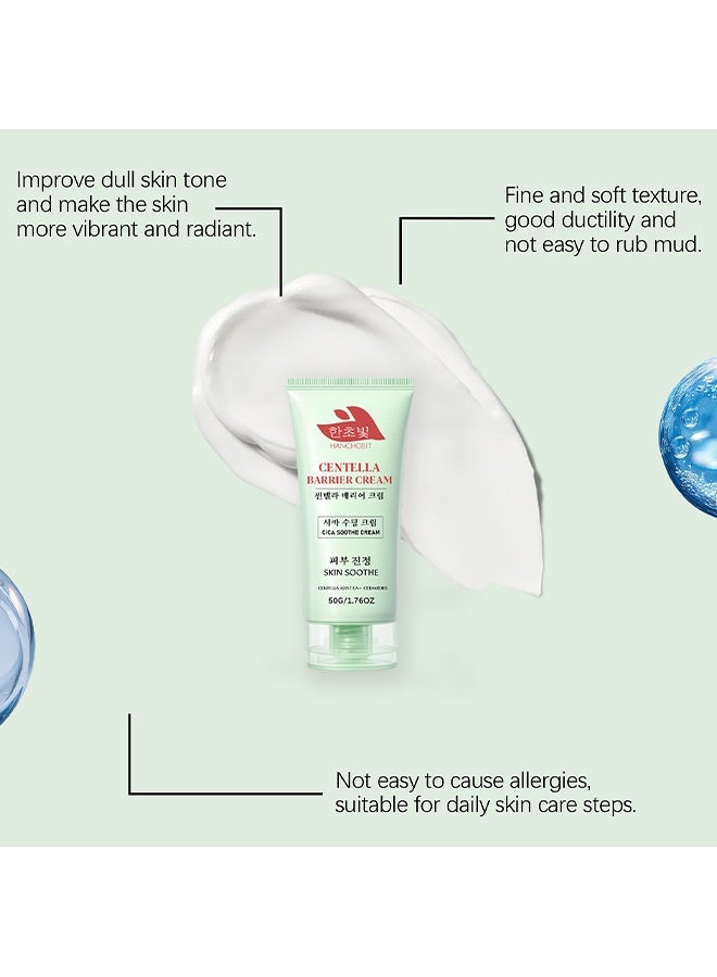 HANCHOBIT Centella Barrier Cream Cica Soothe Cream - Nourishes facial skin, providing a comfortable and refreshing feeling. Suitable for dry skin in autumn and winter（50g） - Image 4