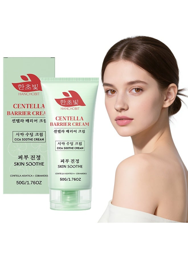 HANCHOBIT Centella Barrier Cream Cica Soothe Cream - Nourishes facial skin, providing a comfortable and refreshing feeling. Suitable for dry skin in autumn and winter（50g） - Image 1