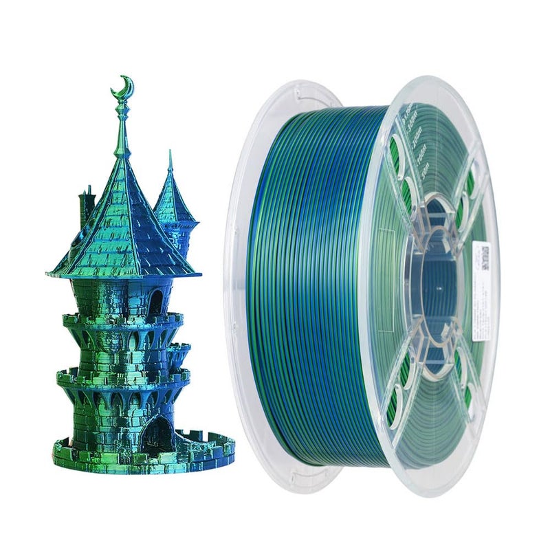 Haiteng Silk Dual Color PLA Filament Blue/Green 1KG 1.75mm 3D Printer Filament FDM 3D Printing Materials Coextrusion Shiny PLA Blue Green - Image 1
