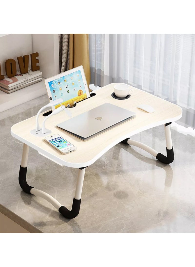 DubaiGallery - Laptop Bed Desk, Portable Foldable Laptop Bed Table with USB Charge Port Storage Drawer and Cup Holder,Lap Desk Laptop Stand Tray Table Serving Tray for Eating, Reading and Working - Image 1