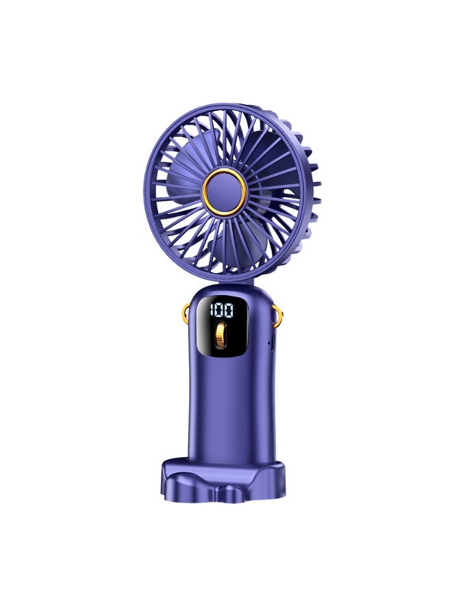general Portable Handheld Fan, 4000mAh Battery Operated Fan with LED Display, Handheld/Neck/Desk 3 in 1 Personal Small Fans, 90° Foldable Desk Fan with Base, 5 Speed Makeup Lash Fan for Women Blue - Image 1