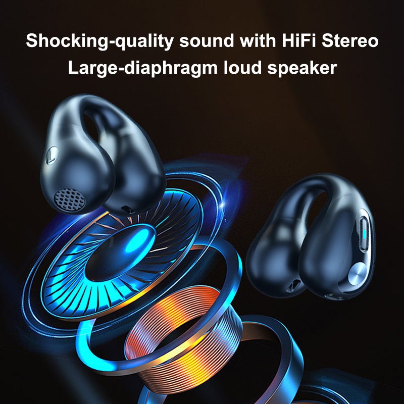 YYK-Q80 Wireless Earbuds Headphones with Earhooks Built-in 350mAh Battery Clip-on Earphone BT5.3 Headset with HiFi Stereo - Image 4
