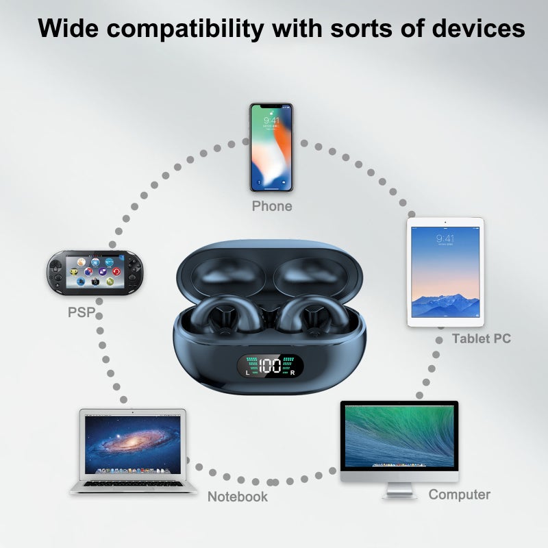 YYK-Q80 Wireless Earbuds Headphones with Earhooks Built-in 350mAh Battery Clip-on Earphone BT5.3 Headset with HiFi Stereo - Image 2