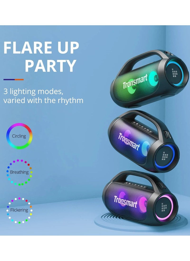 ترونسمارت - مكبر صوت بلوتوث محمول من Tronsmart Bang SE، مكبر صوت كبير 40 وات، صوت ستيريو لاسلكي، مقاوم للماء IPX6، مكبر صوت بلوتوث 5.3 عالي الصوت، وقت تشغيل 20 ساعة، 3 أوضاع إضاءة LED للاستخدام في الهواء الطلق والمنزل والحفلات - Image 1