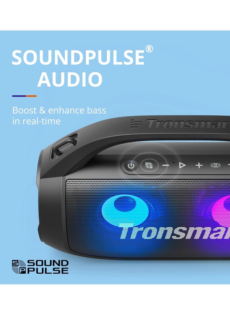ترونسمارت - مكبر صوت بلوتوث محمول من Tronsmart Bang SE، مكبر صوت كبير 40 وات، صوت ستيريو لاسلكي، مقاوم للماء IPX6، مكبر صوت بلوتوث 5.3 عالي الصوت، وقت تشغيل 20 ساعة، 3 أوضاع إضاءة LED للاستخدام في الهواء الطلق والمنزل والحفلات - Image 1