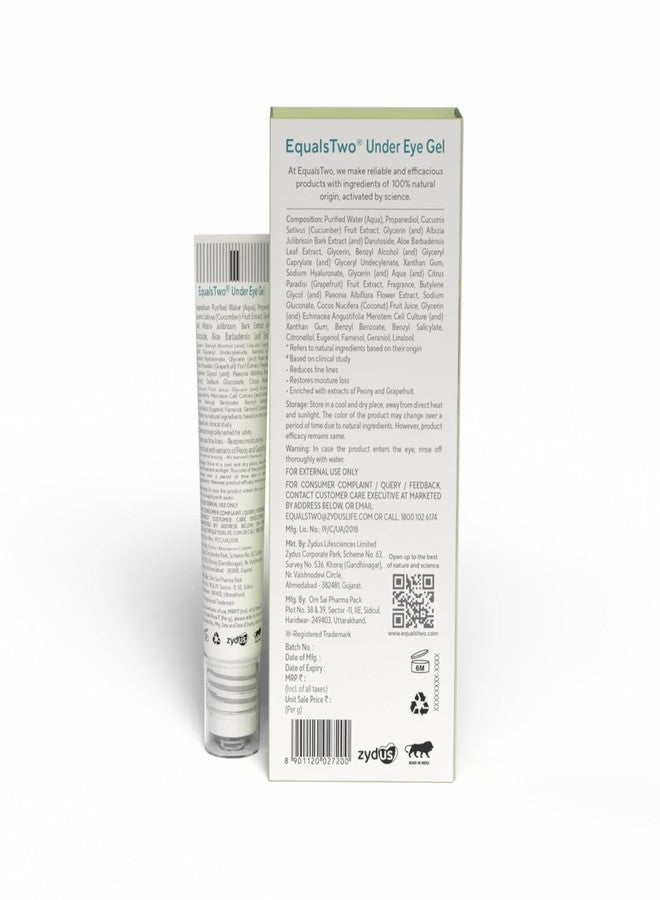 EqualsTwo Under Eye Gel for Dark Circles, Puffiness & Wrinkles, 15ML | Natural Under Eye Gel for Men & Women with Coconut, Cucumber, Grapefruit & Aloe Vera - Image 5
