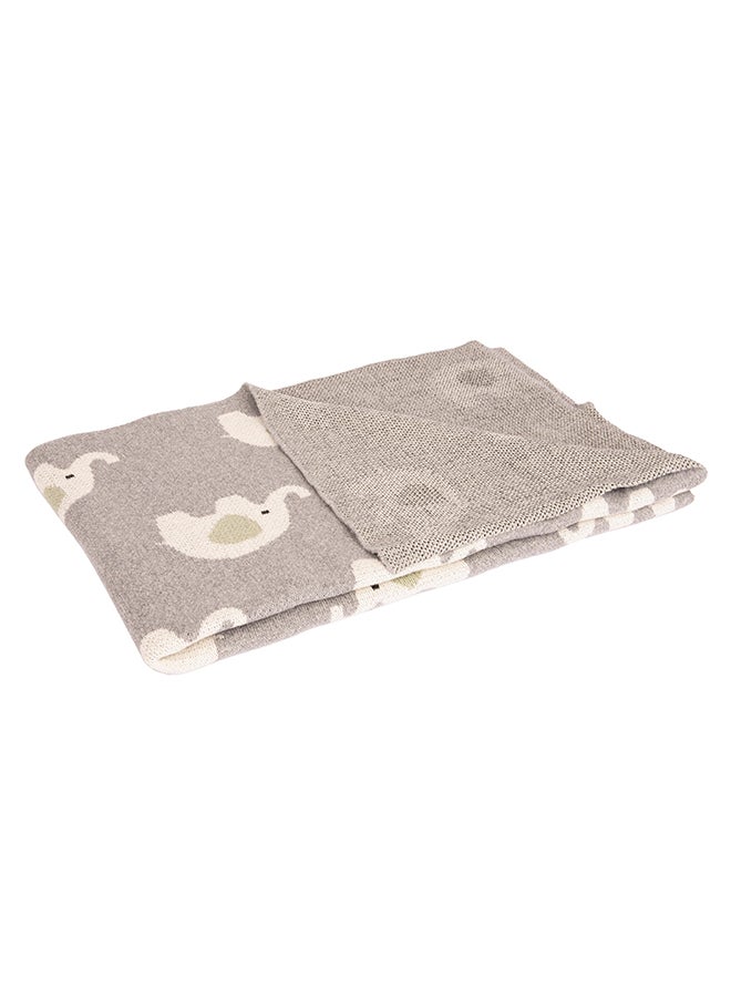 Alina Blanket 100% Cotton Knitted (Elephant Multi ) - Image 1