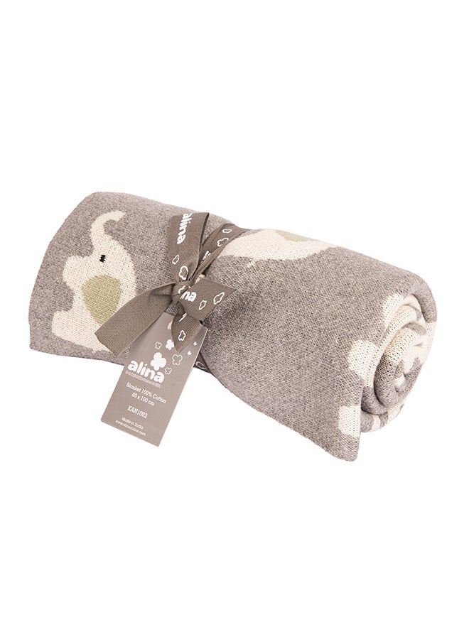Alina Blanket 100% Cotton Knitted (Elephant Multi ) - Image 3
