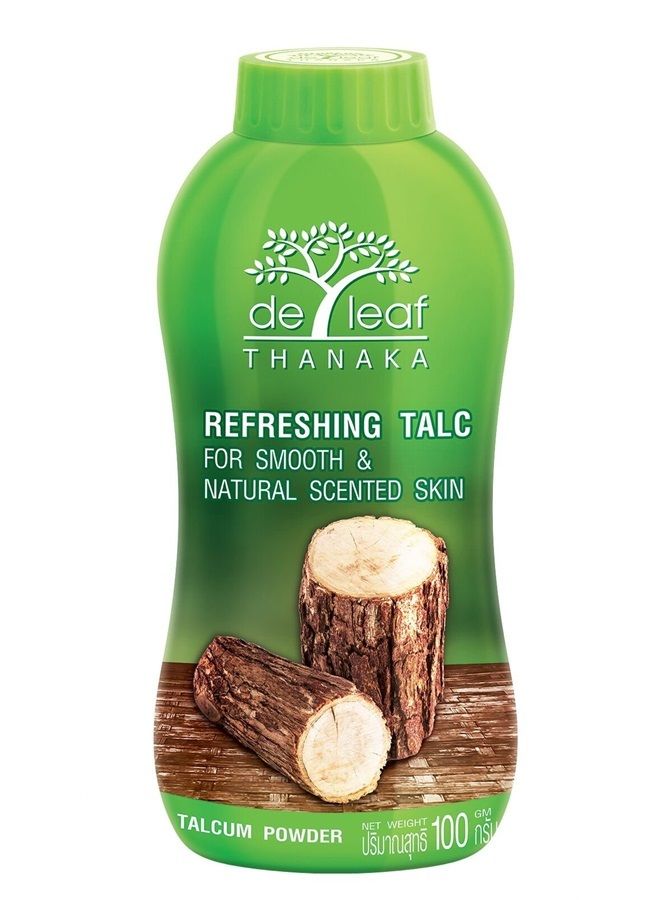 de leaf thanaka بودرة التلك المنعشة برائحة طبيعية ناعمة للبشرة، بودرة التلك للعناية بالجمال للوجه والجسم، نظافة انتعاش تبريد تهدئة التهيج، 100 جرام 3 عبوات