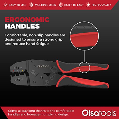 Olsa Tools Ratcheting Wire Crimper - Crimp Tool for Insulated Electrical Terminals Including Butt & Spade Types - Precision Wire Terminal Crimping Tool - Durable Professional Crimper - Part 1498 - Image 4