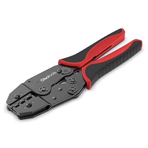 Olsa Tools Ratcheting Wire Crimper - Crimp Tool for Insulated Electrical Terminals Including Butt & Spade Types - Precision Wire Terminal Crimping Tool - Durable Professional Crimper - Part 1498 - Image 1