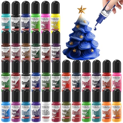 ERCorArt Candle Dye 36 Colors Candle Making Dye Highly Concentrated Liquid OilBased Coloring for Soy Wax Bees Wax Gel Wax Easy Color and Safe 6mlBottle - Image 1