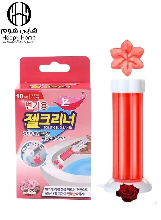 Happy Home Floral scented toilet gel cleaner, 120ml. A descaler and odor remover for a clean bathroom. Long-lasting freshness. Easy to use. 12 flower gels per bottle. The smell of roses - Image 1