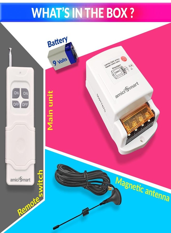 amiciSmart Wireless Remote Controlled Electrical Switch, 220V On/Off Switch with 1km Range for Tubewell, Pump, Motors, etc (3.5kW), White - Image 4
