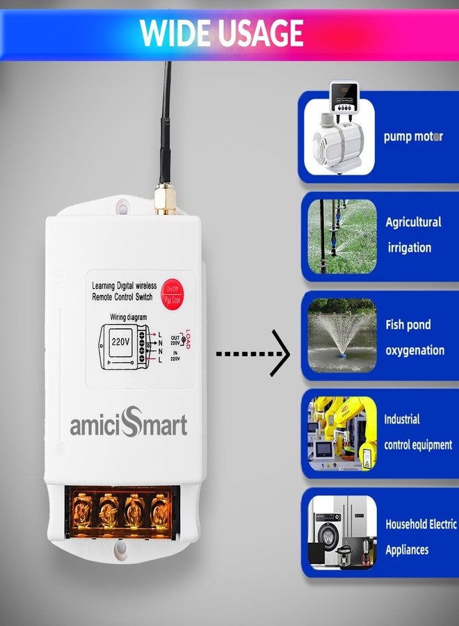 amiciSmart Wireless Remote Controlled Electrical Switch, 220V On/Off Switch with 1km Range for Tubewell, Pump, Motors, etc (3.5kW), White - Image 3