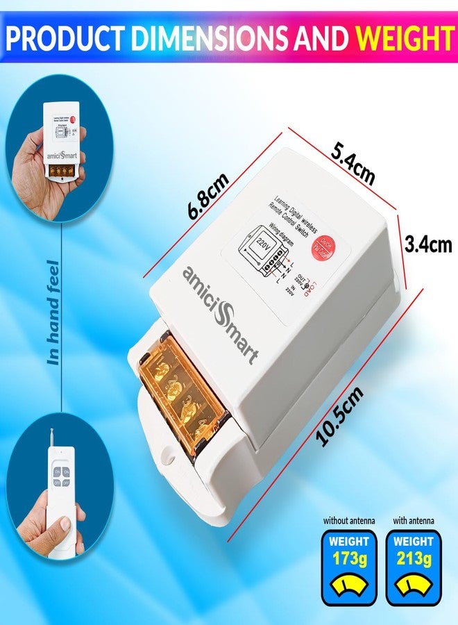 amiciSmart Wireless Remote Controlled Electrical Switch, 220V On/Off Switch with 1km Range for Tubewell, Pump, Motors, etc (3.5kW), White - Image 5