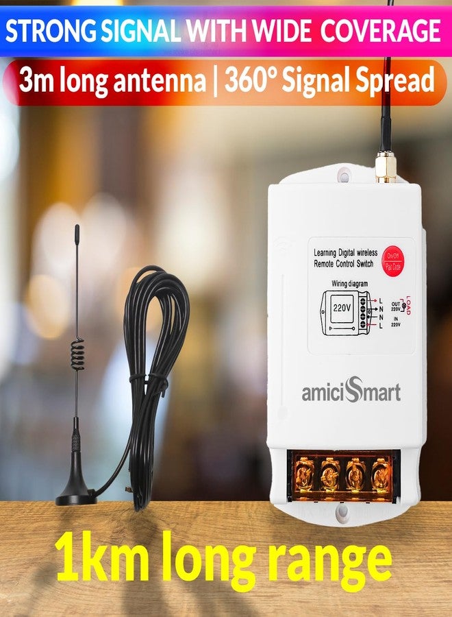 amiciSmart Wireless Remote Controlled Electrical Switch, 220V On/Off Switch with 1km Range for Tubewell, Pump, Motors, etc (3.5kW), White - Image 2