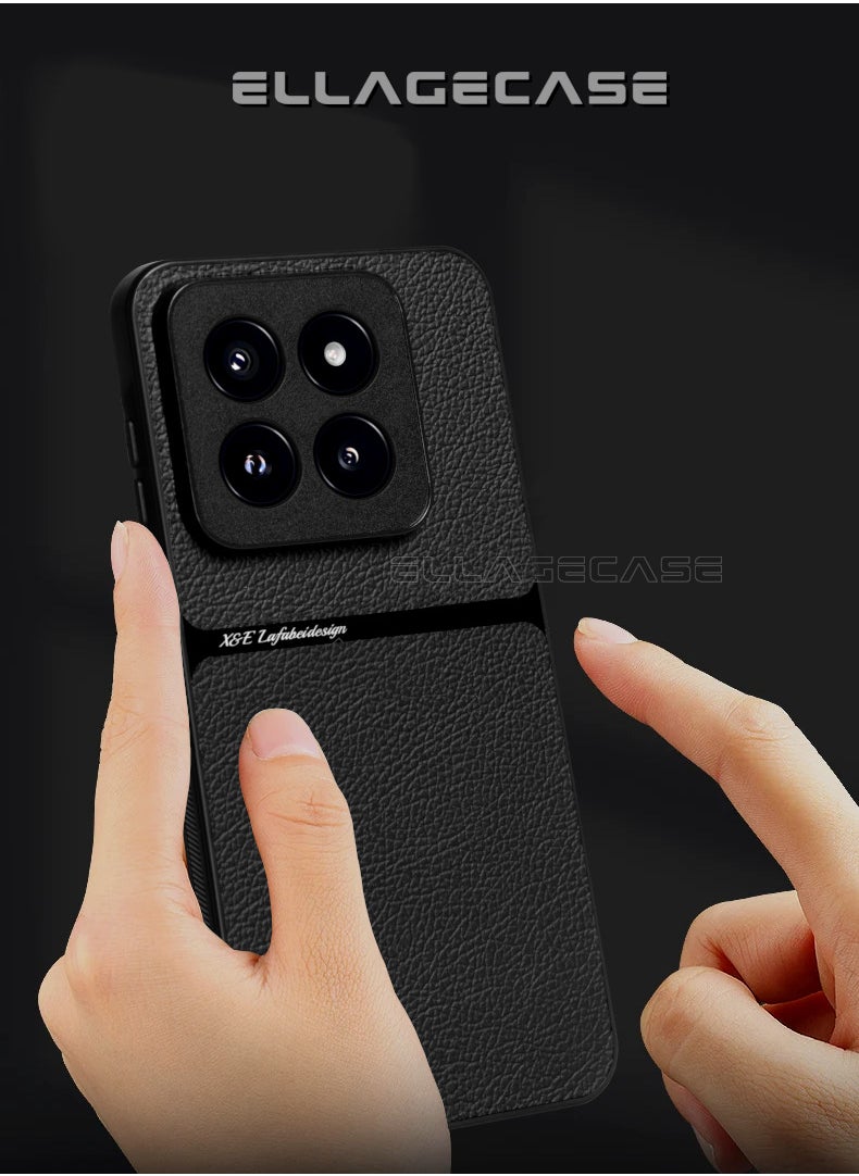 ELLAGECASE Business Class Case for Xiaomi 14 Pro, Ultra-Thin, Built-in Magnetic Plate, Wireless Charging, Shockproof, Full Camera Lens Protection  - Image 3