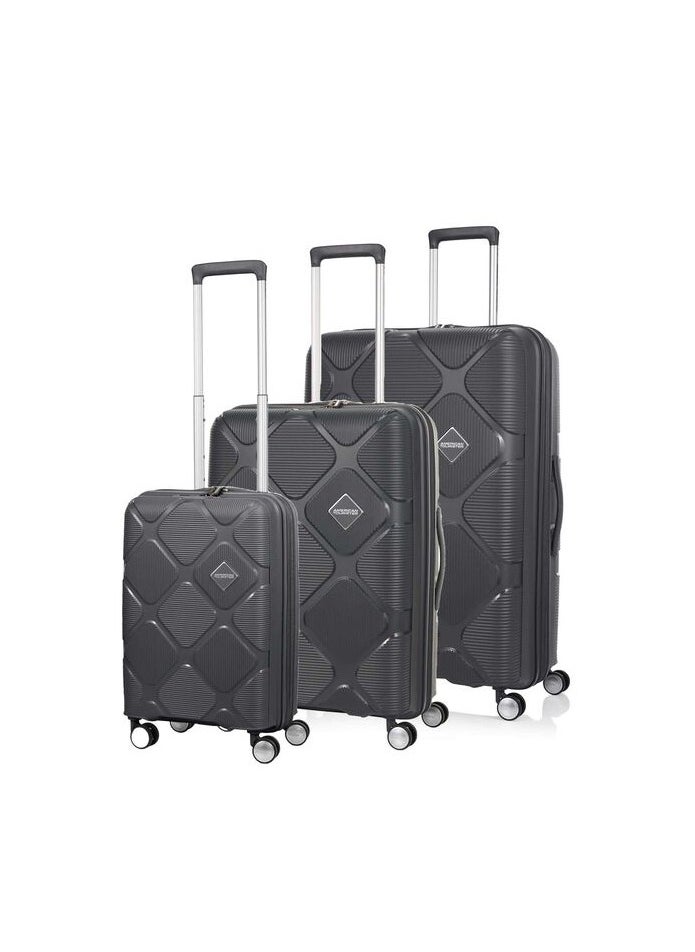 AMERICAN TOURISTER INSTAGON 3Piece SET TSA Dark Grey-HARD SPINNER 