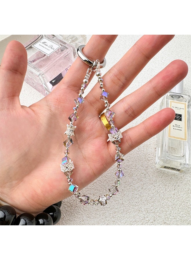 NIBEMINENT Super Cute Beaded Phone Charm – Trendy Phone Chain Wrist Strap, Shining Beads Chain Lanyard for Cell Phone  - Image 2