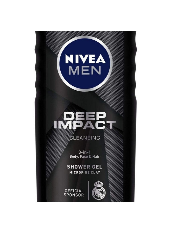 Nivea Men Body Wash Deep Impact 3 In 1 Shower Gel For Body Face & Hair With Microfine Clay 250Ml - Image 4