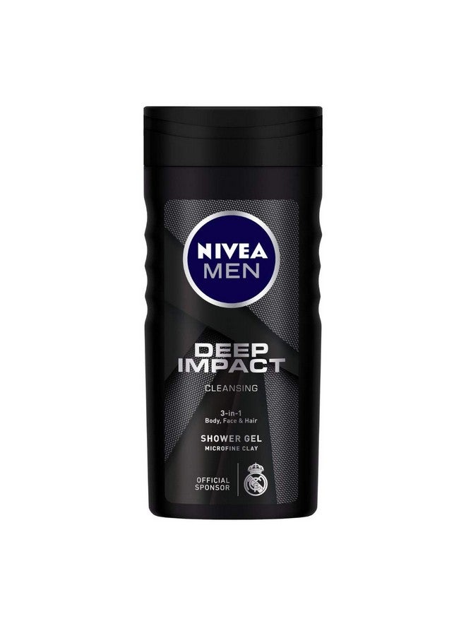 Nivea Men Body Wash Deep Impact 3 In 1 Shower Gel For Body Face & Hair With Microfine Clay 250Ml