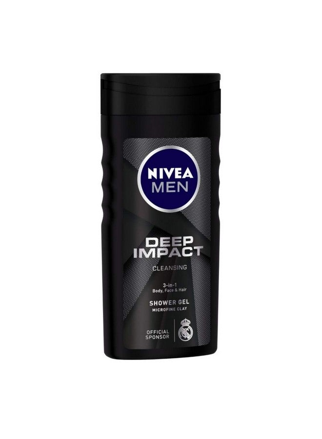 Nivea Men Body Wash Deep Impact 3 In 1 Shower Gel For Body Face & Hair With Microfine Clay 250Ml - Image 2