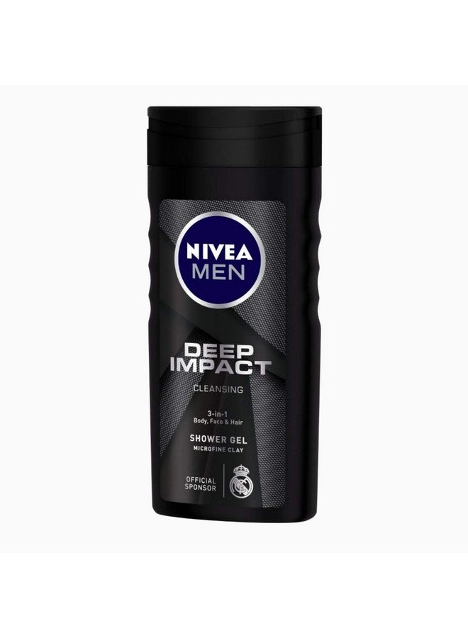 Nivea Men Body Wash Deep Impact 3 In 1 Shower Gel For Body Face & Hair With Microfine Clay 250Ml - Image 3