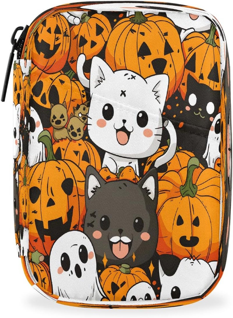 Animal Cat Halloween Pill Case Travel Pill Organizer Weekly 7 Day Portable with Zipper Medicine Box Pill Case for Vitamins, Birth Control,Fish Oils,Medication, Supplements - Image 1