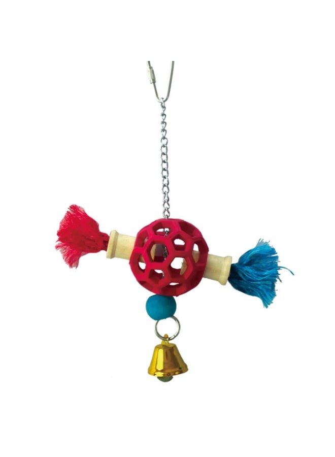 Vanpet Multicolored Hanging Hole Ball Bird Toy with Bell (20x12cm) , 1 pcs