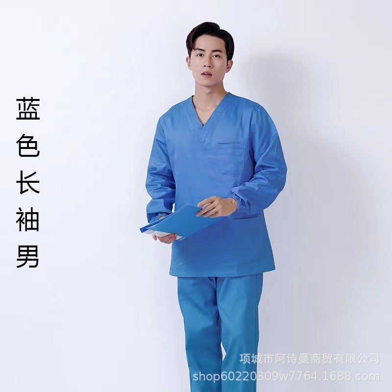 Short-Sleeve Pure Cotton Scrub Suits For Men And Women, Separate Sets, Long-Sleeve Surgical Gowns, Dental Isolation Gowns For Doctors - Image 1