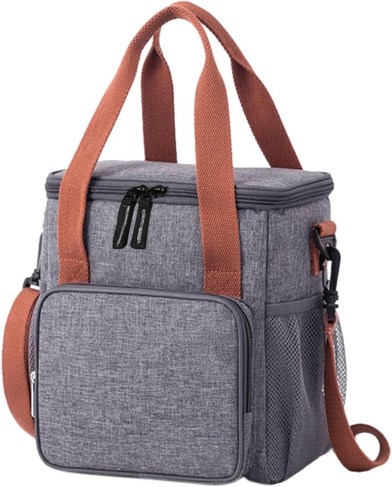 SaleOn SaleOn Pvc Fabric Lunch Bag, Reusable Grocery Bags, Food Storage Sack Tote Box, Adults, Women, Durable & Spacious Tote For Work, Picnic, Hiking With Adjustable Shoulder Strap (Grey), 9.2 Litre  - Image 1