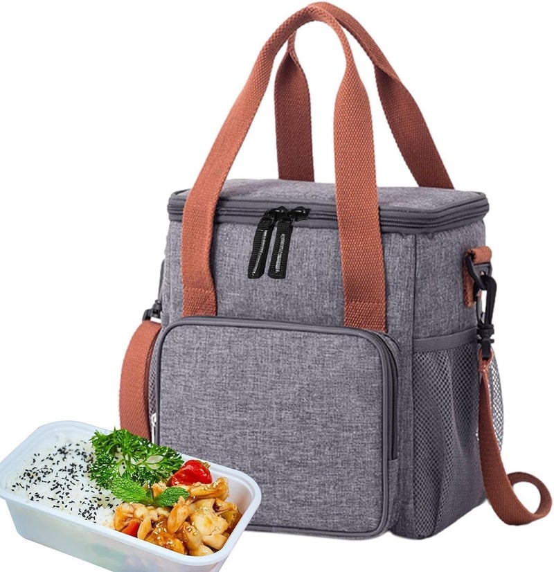 SaleOn SaleOn Pvc Fabric Lunch Bag, Reusable Grocery Bags, Food Storage Sack Tote Box, Adults, Women, Durable & Spacious Tote For Work, Picnic, Hiking With Adjustable Shoulder Strap (Grey), 9.2 Litre  - Image 5