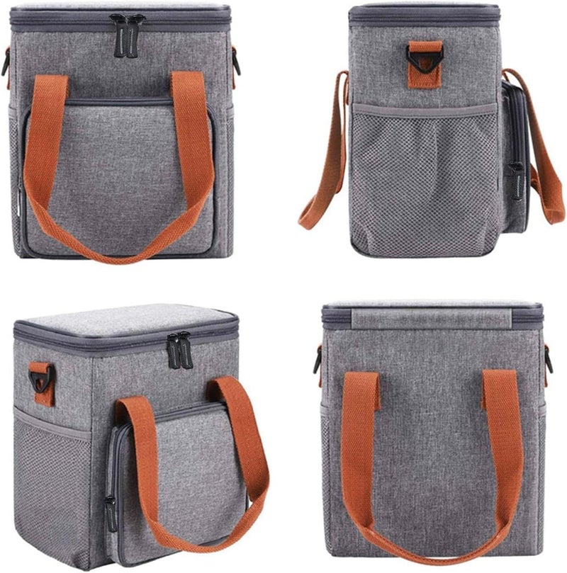 SaleOn SaleOn Pvc Fabric Lunch Bag, Reusable Grocery Bags, Food Storage Sack Tote Box, Adults, Women, Durable & Spacious Tote For Work, Picnic, Hiking With Adjustable Shoulder Strap (Grey), 9.2 Litre  - Image 2